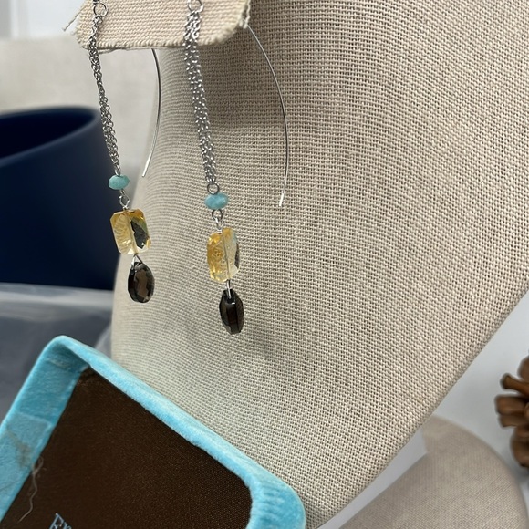 🌈 Rare Find Friday Rocks QVC Sterling Silver Gemstone Threader Earrings - Picture 6 of 12